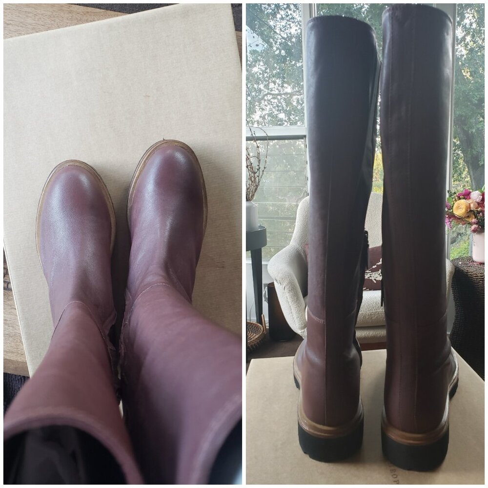 Anthropologie | Leather Knee High Boots | Leiner Stompy | Brown | Size 41 | NWT - Picture 2 of 5